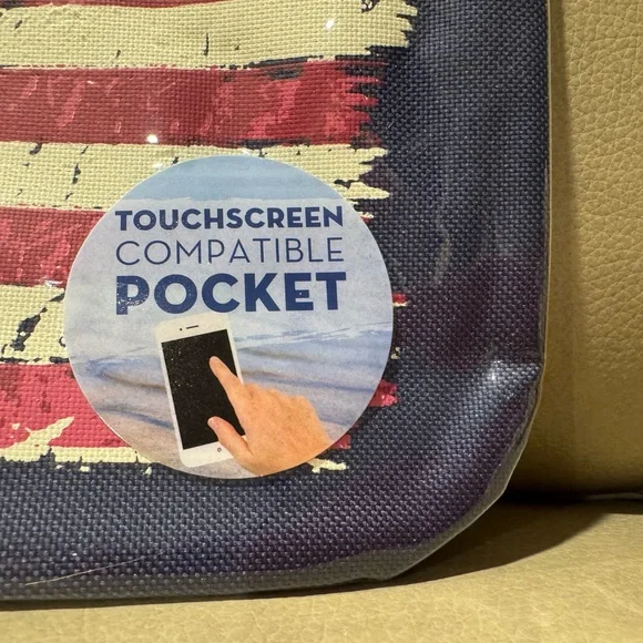 Swimsuit Sack with Front Zipper Pocket Touchscreen Compatible Top Zipper FLAG - Picture 3 of 11